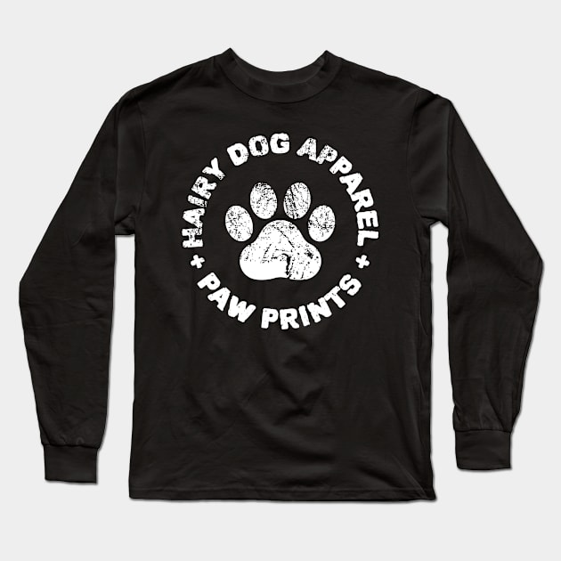 Hairy Dog Paw Print Retro Vintage Design Long Sleeve T-Shirt by HairyDog